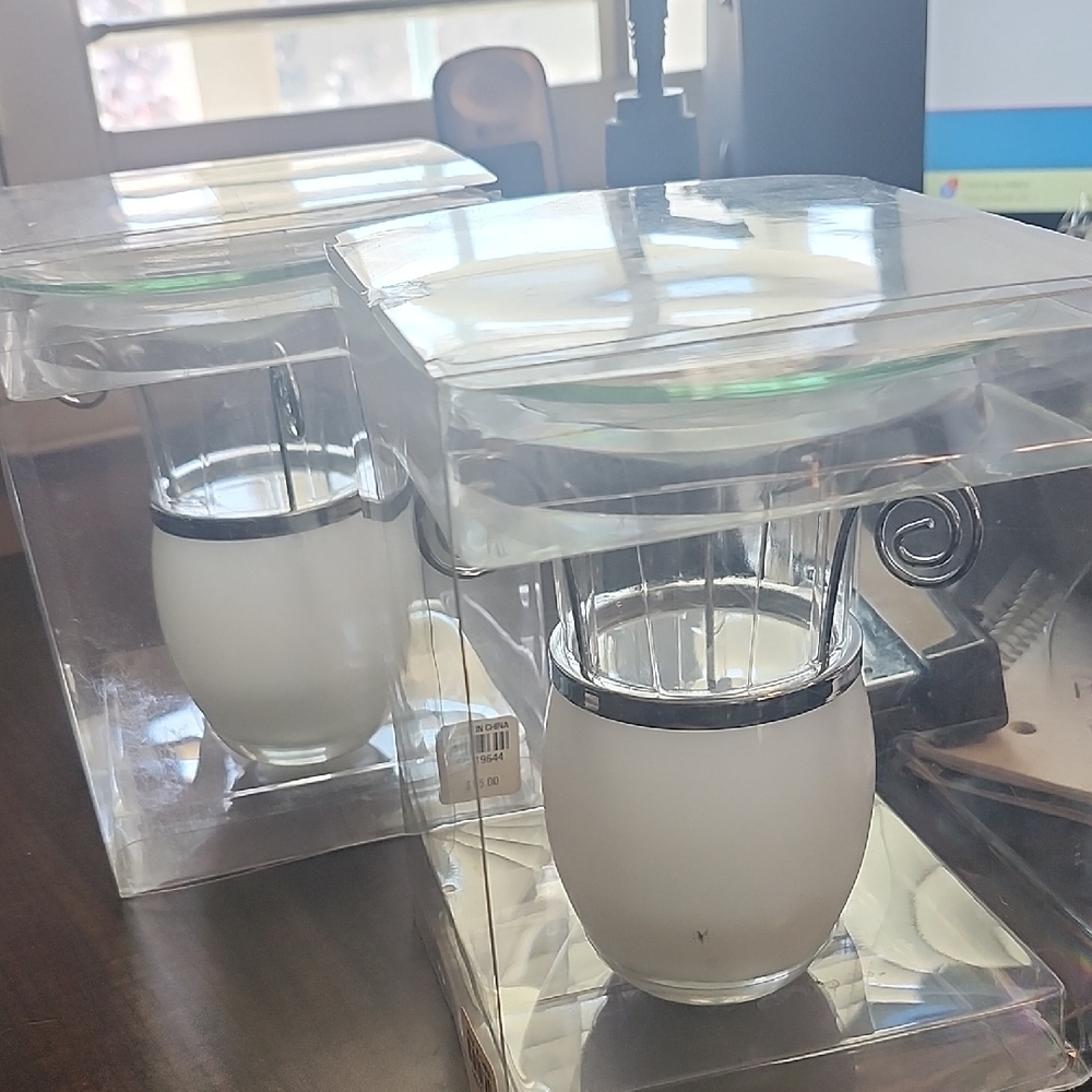 2 NWT Bath & Body Works White Candle Holders $12 for both!